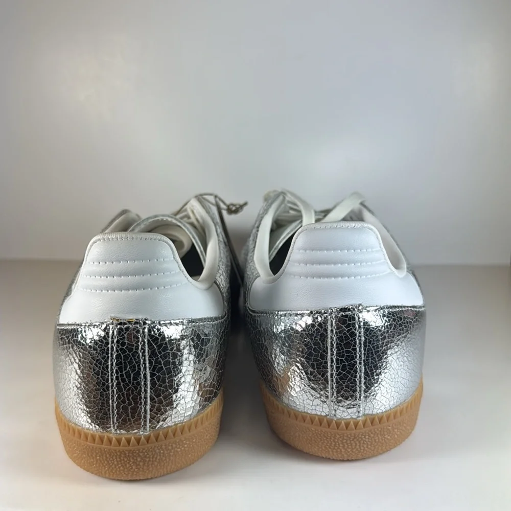 Adidas Samba OG Metallic Silver Cracked Leather Women’s Size 8 Sneakers - Picture 4 of 12
